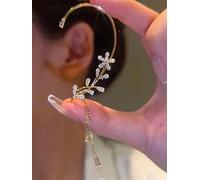 ZLING Pendientes De Clip De Mariposa De Hoja Nueva para Mujer, 1 Pieza, Sin Piercing, Pendientes De Cristal De Circón Brillante, Clips para Oreja, Joyería Popular