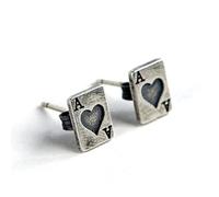 ZLING Pendientes De Plata De Ley 925 con Pasador De Póker, Pendientes Creativos con Personalidad De Póker, Pendientes De Corazones, Piercing para La Oreja, Joyería