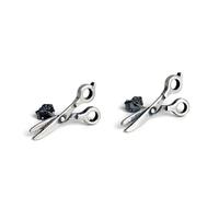 ZLING Pendientes De Tijera Punk, Pendientes De Plata De Ley 925, Pendientes De Tijera, Pendientes De Tuerca De Plata Vintage 925 Unisex, Joyería para Piercing