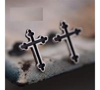 ZLING Pendientes De Tuerca con Cruz De Plata De Ley 925, Pendientes De Pasador De Oreja con Cruz Cristiana Vintage, Pendientes Góticos para Hombre