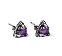 ZLING Pendientes De Tuerca De Amatista con Garra De Dragón De Plata De Ley 925, Pendientes Punk Góticos con Garra De Águila, Pendientes De Piercing, Joyería