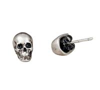 ZLING Pendientes De Tuerca De Calavera Gótica De Plata De Ley 925 para Hombre, Pendientes De Plata 925 Punk Creativos, Joyería De Aleta De Oreja De Calavera