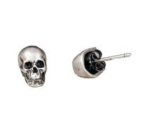 ZLING Pendientes De Tuerca De Calavera Gótica De Plata De Ley 925 para Hombre, Pendientes De Plata 925 Punk Creativos, Joyería De Aleta De Oreja De Calavera