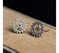 ZLING Pendientes De Tuerca De Engranaje De Vapor Punk De Plata De Ley 925 para Hombres Y Mujeres, Pendientes Góticos, Piercing, Joyería