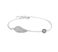 ZLING Pulseras De Alas De Ángel para Hombre Y Mujer, Pulsera De Plata De Ley 925 con Ojo Malvado De La Suerte Azul, Regalos De Joyería De Cristal De Lujo