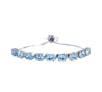 ZLING Pulseras De Topacio Azul Cielo Natural Genuino, Pulsera De Plata De Ley 925 Auténtica para Mujer, Joyería Fina De Expansión Gratuita
