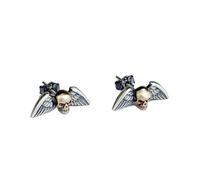 ZLING Punk Skull Wing Devil Stud Pendientes para Hombre Plata De Ley 925 Demon Ear Piercing Studs Unisex Gothic Pendiente Joyería