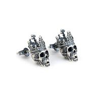 ZLING Skull King Crown Stud Pendientes 100% 925 Sterling Silver Ear Studs Gothic Ear Pin Piercing Pendiente Joyería No Alérgico