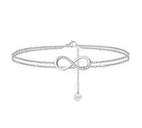 ZLING Tobilleras De Plata Esterlina 925 Únicas En Capas Infinitysatellite para Mujer Pulsera De Pie De Oro De 14k Correas De Tobillo Joyería