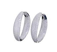 ZLING Zircons Micro Pave Cubic Zirconia Ronda Gran Declaración Pendientes De Aro Color Plata Mujeres Boda Joyería Nupcial