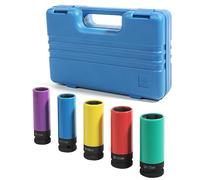 Zlirfy Juego de 5 tuercas de impacto de 1/2 pulgada, enchufe de impacto profundo, accesorios de coche de 15, 17, 19, 21, 22 mm, no se rompe, protector de rueda de pared, apto para llave de impacto de