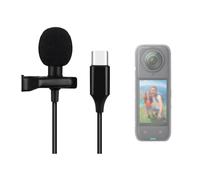 ZLiT Lavalier - Micrófono para cámara Insta360 X4 USB-C omnidireccional, micrófono de solapa con clip para grabación, podcasting, entrevistas de juegos (negro)