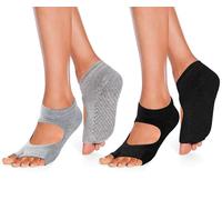 ZLLkeji Calcetines Antideslizantes Para Mujer Transpirable Calcetines De Yoga Sin Dedos Cómodo Fitness Antideslizantes Calcetines Con Suela De Silicona Para Pilates Danza Fitness 35-42 2 Pares