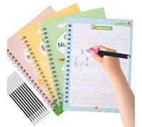 ZLLkeji Cuadernos Reutilizables Caligrafia Escritura de Caligrafía para Niños Cuadernos Mágicos Reutilizables para Aprender a Escribir Leer Suma y Resta de Niños 3 4 5 6 7 8 Años