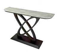 ZLLPIGLS Recibidores de Entrada con Encimera de Losa de Piedra, Mueble Recibidor con Estructura Metálica Resistente, para Entrada, Sala de Estar o Fondo del Sofá(Black2,120cm/47.2in)