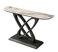 ZLLPIGLS Recibidores de Entrada con Encimera de Losa de Piedra, Mueble Recibidor con Estructura Metálica Resistente, para Entrada, Sala de Estar o Fondo del Sofá(Black1,120cm/47.2in)