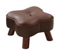 ZLLPIGLS Reposapies Salon Pequeño de Cuero Encerado, Otomana Apilable con Soporte Estable, para Sala de Estar, Entrada, Dormitorio(Brown,32x28cm/12.5x11in)