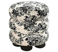ZLLPIGLS Taburete Tocador Redondo con Esponja de Alto Rebote, Silla Tocador Maquillaje con Base Esférica Resistente, para Sala de Estar, Dormitorio y Entrada(Black+White)