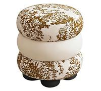 ZLLPIGLS Taburete Tocador Redondo con Esponja de Alto Rebote, Silla Tocador Maquillaje con Base Esférica Resistente, para Sala de Estar, Dormitorio y Entrada(Yellow+White)