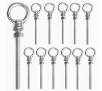 ZLLZPZD 12 uds. pernos de ojo | perno de ojo M8 x 80 mm | perno de ojo de acero inoxidable 304 | perno de ojo M8 | pernos de ojo | gancho de tornillo M8 tuerca de ojo cabeza plana
