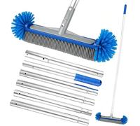 Zllzpzd Cepillo para Piscina con Palo Telescópico 220cm Ajustable - Escoba Piscina 43cm, Extremos Redondos, Acero Inoxidable, Kit Limpieza Completo para Paredes y Fondo