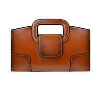 ZLM BAG US Mujeres Vintage Solapa Tote Top Mango Satchel Bolsos PU Cuero Clutch Monedero Bolso de Hombro, marrón, talla única