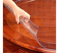 Zlovne Mantel Transparente de PVC Plástico Redondo,Cubierta de Mesa de Vidrio Suave Impermeable,Mantel Protector de Mesa de Comedor Interior,Espesor 1 mm,60-155 cm de Diámetro (Diameter 100cm/39inch)