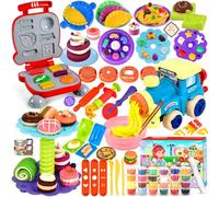ZLPABO Juego de Plastilina, 85 Piezas Moldes con Plastilina Juego de Plastilina con 24 Cajas Arcilla para Crear Hamburguesa,Pizza y Pasta, Plastilina para Niños
