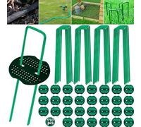 ZLPBAO 101Uds Grapas Césped Artificial Set, Malla Antihierbas para Jardín 80 Grapas de sujeción de Acero + 30Arandelas - Pinchos para el Suelo - 150 x 30 mm - Ø 3 mm