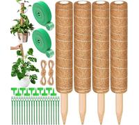 ZLPBAO 4 Piezas Tutores para Plantas, 40cm Tutores para Plantas Trepadoras, Soporte para Plantas de tótem Estacas de Coco Apilables, Extensión de Soporte para Enredaderas e Monstera