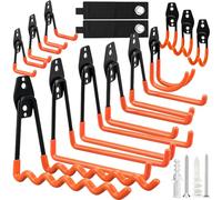 ZLPBAO Colgador Bicicleta Pared 12 Pcs con 2 Bridas Cables, Ganchos Doblede Universal con Revestimiento Antideslizante para Garaje de Almacenamiento de Garaje para Escaleras, Bicicletas