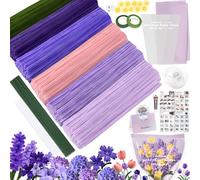 ZLPBAO Juego de limpiadores de pipas de flores, 450 unidades, 6 colores, juego de limpiador de pipas con instrucciones para la fabricación de ramos, para regalos y decoración de diferentes colores