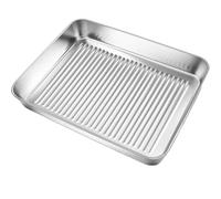 ZLPOFHS Bandeja for hornear de acero inoxidable, base corrugada, antiadherente, for barbacoa, Pizza, pan, bandeja for hornear, apta for lavavajillas, bandeja de cocina(40.5x30.5x2.5cm)