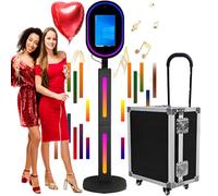 ZLPOWER Cabina de fotos con espejo con cámara y software de aplicación, estación mágica para selfies, soporte de carcasa para fotobooth con pantalla táctil con anillo de luz y carrito de vuelo, para