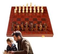 Zlqemik Juego de de madera, juego de de viaje con piezas de , tablero de plegable, familiar para torneos - principiantes