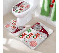 Zlqemik Juego de decoración navideña para baño, alfombra de baño, Navidad, juego de decoración de inodoro, alfombra de Navidad, para casa, apartamento, hotel, hostal, casa de vacaciones, vacaciones de