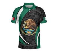 Zltegako Polo casual para hombre, polos de golf hawaianos tropicales para hombre, camisas polo de manga corta con botones para hombre, Mexico Soccer Aloha Mexican, XL