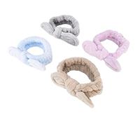 ZLXCAOB 4 Piezas Diadema Linda Letra con Lazo Lindo Maquillaje Lavado de Cara Banda para el Cabello para Mujeres y niñas