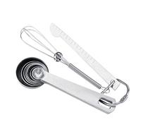 ZLXCAOB 7 Unids/Set Tazas De Cucharas Medidoras De Acero Inoxidable con Varilla Medidora Y Batidor