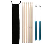 ZLXCAOB Juego de cepillos para baquetas, alambre de metal retráctil de jazz, varilla 5A, bolsa de felpa, accesorios de percusión (Azul)