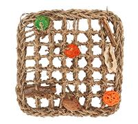 ZLXCAOB Juguete de pared para forrajear pájaros Alivio del aburrimiento Red de escalada para loros trenzada a mano con algas marinas con juguete para masticar (S)