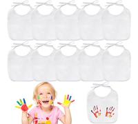 ZLXFT Baberos Sin Plástico para Bebé,10pcs Baberos para Pintar Bebés,Babero Blancos para Pintar,Babeross Rectangular,Baberosss Bebés Blanco, Impermeables de Algodón,DIY Baberosss Bebé