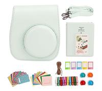ZLXHDL Funda para cámara, Mini álbum, Funda de PU con filtros de álbum de cartulina, Marcos Colgantes, Pegatinas para Fujifilm Mini 12 (Vert Menthe)