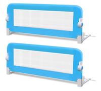 ZLXHFFH Barandilla de Seguridad Cama Niño 2 Uds Azul 102x42 cm | Tela poliéster lavable,tubo metal ligero,plegable con botón lateral,fácil instalación y almacenaje,18 meses a 5 años