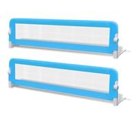 ZLXHFFH Barandilla de Seguridad Cama Niño 2 Uds Azul 150x42 cm | Tela de poliéster lavable, tubo ligero de metal, plegable con botón lateral, para colchones de 10-20 cm, 18 meses a 5 años