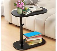 ZLXHFFH Genérico Mesa Auxiliar C con Altura Ajustable - Mesa con Bandeja Giratoria 360° para Sofá, Cama, Espacios Reducidos, Mesa de Café Plegable, Portátil y Moderna