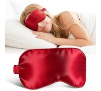ZLYC Antifaz para dormir de seda de morera 100 % sin presión, cubierta de ojos suave, bloqueo de luz, para viajes y siestas, color rojo vino sólido