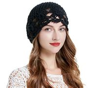 ZLYC Beanie Boina, Negro (Flowers Black), Talla única para Mujer
