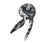 ZLYC Chemo Headwear - Pañuelo para la cabeza preatado, turbante ligero para mujer, negro, (Leaves Black), Talla única