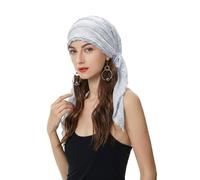 ZLYC Chemo Headwear - Pañuelo para la cabeza preatado, turbante ligero para mujer, Volantes azul grisáceo, Talla única